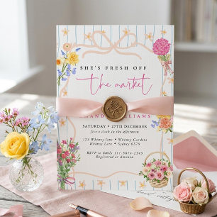 Invitación Fresco del Mercado Floral Bridal Shower