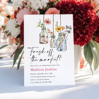Invitación Fresco Del Mercado Floral Jar Bridal Ducha