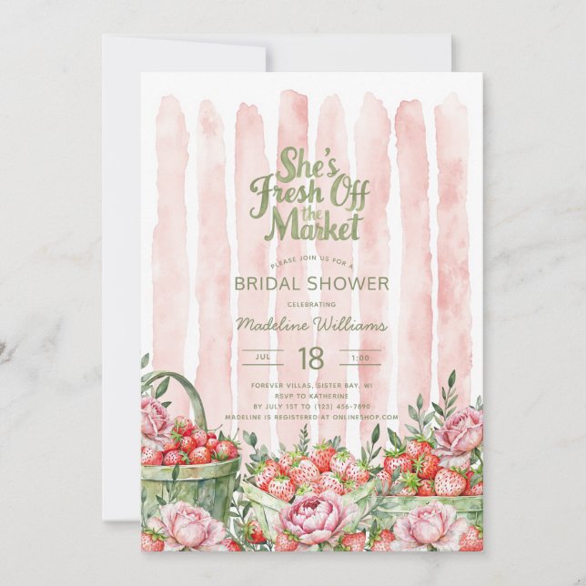 Invitación Fresco del mercado Fresa Ducha Bridal (Anverso)