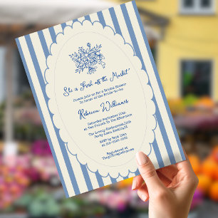 Invitación Fresco del mercado Mano Azul desembocó ducha de no