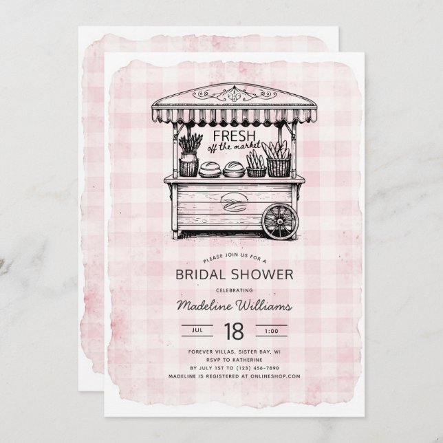 Invitación Fresco del mercado Panadería Cart Bridal Shower (Anverso / Reverso)