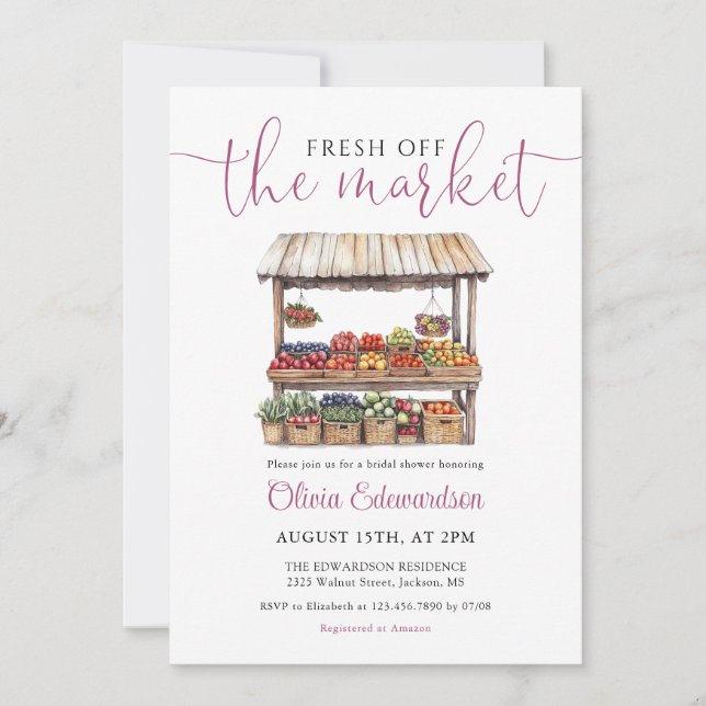 Invitación Fresco Del Mercado QR Code Bridal Shower (Anverso)