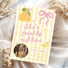 Invitación FRESCO Dieciséis Limones Rosa y Amarillo Cumpleaño