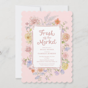 Invitación Fresco en el mercado de la ducha de novia floral r