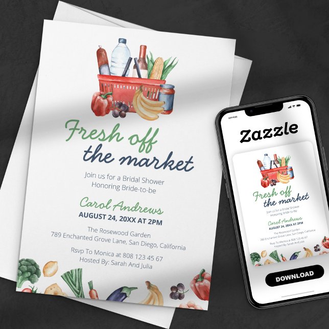 Invitación Fresco en el mercado de la ducha de novia vegetal  (Subido por el creador)