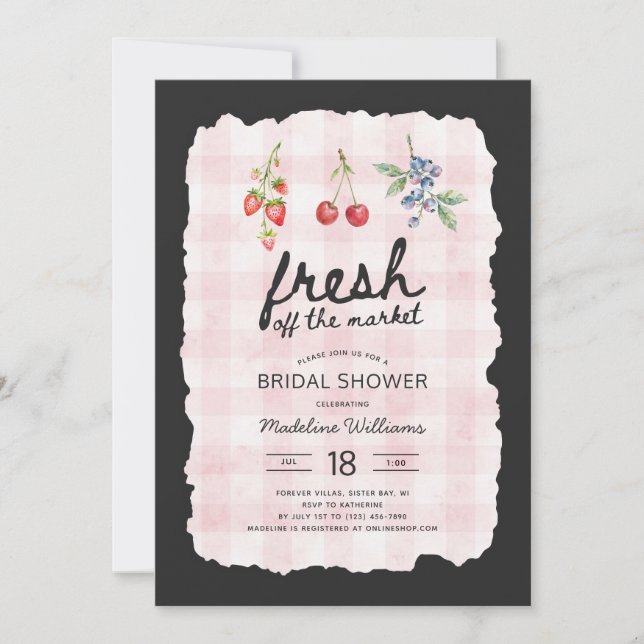 Invitación Fresco en el mercado de la ducha de novias Rosa Gi (Anverso)