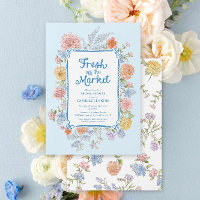 Fresco fuera del mercado Blue Bridal Shower Invita