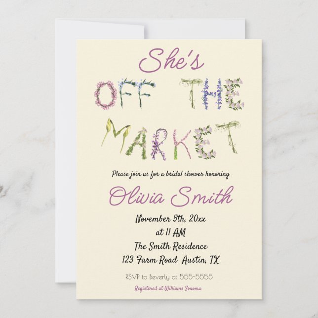 Invitación Fresco fuera del mercado - Ducha de novias (Anverso)