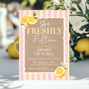 Invitación FRESCO Quince Limones Rosa y Amarillo Cumpleaños 1