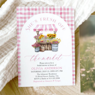 Invitación Fresco Rosa De La Ducha Bridal Del Arco Del Mercad