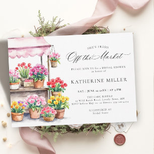 Invitación Fresco Salido del Mercado Floral Rosa Desayuno Nup