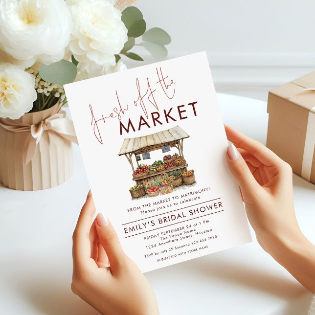 Invitación Fresh De Moda Fuera De La Ducha De Novias Del Merc (Printed version)