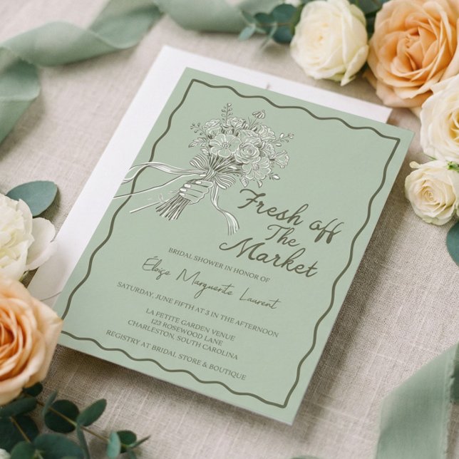 Invitación Fresh Off The Market Bouquet Floral Bridal Shower (Fresh Off The Market Bouquet Floral Bridal Shower Invitation)