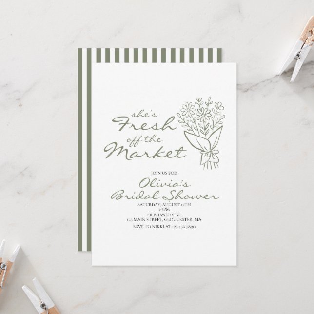Invitación Fresh off the Market Bridal Shower (Anverso/Reverso In Situ)
