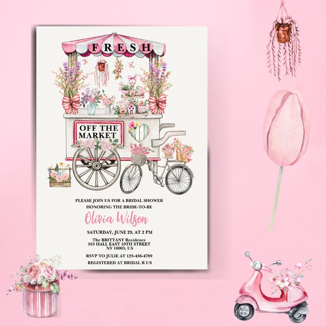Invitación Fresh Off the Market Bridal Shower Floral Chic Inv (Fresh Off the Market Bridal Shower Floral Chic  pattern girly cute coquette for her blush pink chic )