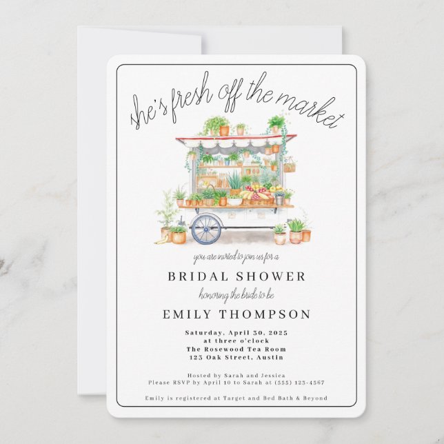 Invitación Fresh Off The Market Bridal Shower Invitation (Anverso)