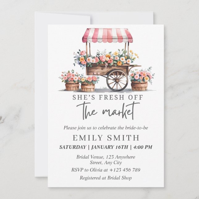 Invitación Fresh Off The Market Bridal Shower Invitation Temp (Anverso)