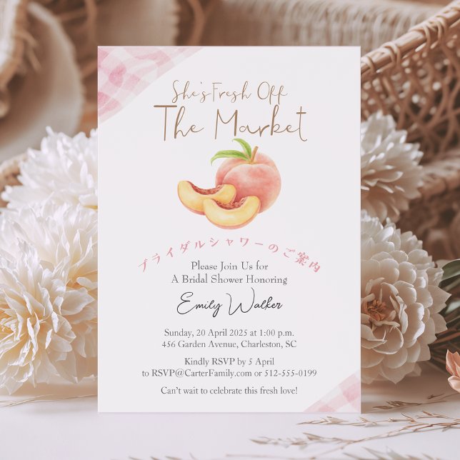 Invitación Fresh Off the Market Bridal Shower Peach Rustic (Subido por el creador)