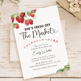 Invitación Fresh Off the Market Bridal Shower Strawberry Red