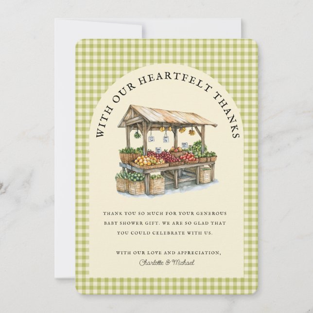 Invitación Fresh Off the Market Bridal Shower Thank You Card  (Anverso)