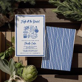 Invitación Fresh Off The Market Bridal Shower Whimsical Blue