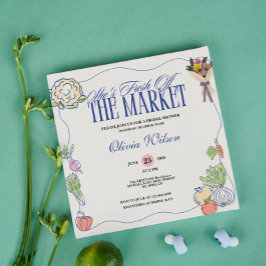 Invitación Fresh Off the Market Bridal Shower Whimsical Drawn