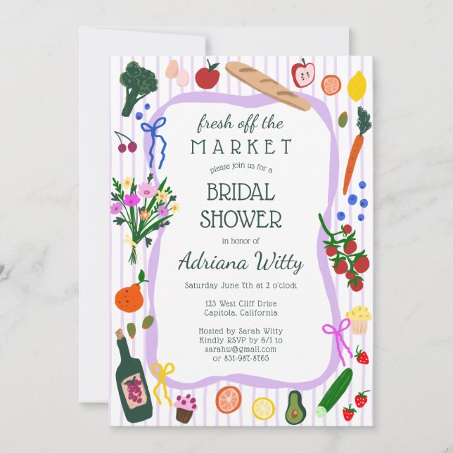 Invitación FRESH OFF THE MARKET Cute Custom Bridal Shower (Anverso)