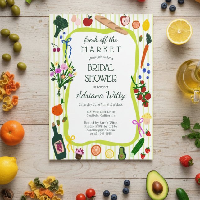 Invitación FRESH OFF THE MARKET Cute Custom Bridal Shower (FRESH OFF THE MARKET Cute Custom Bridal Shower Invitation
)
