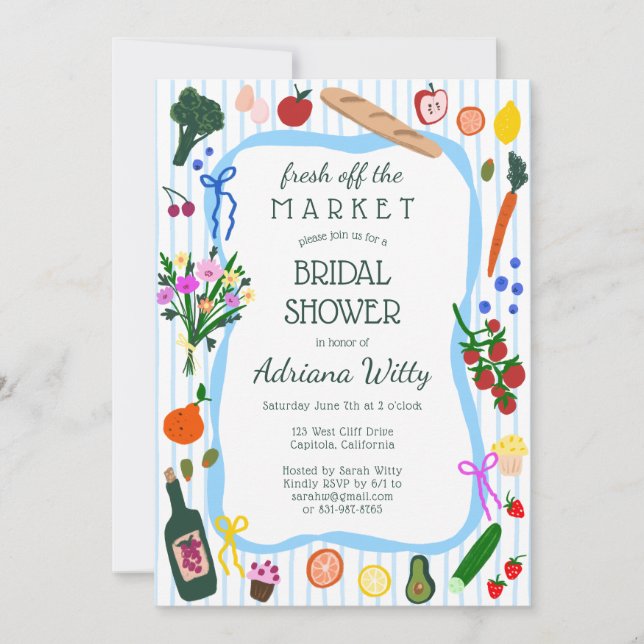 Invitación FRESH OFF THE MARKET Cute Custom Bridal Shower (Anverso)