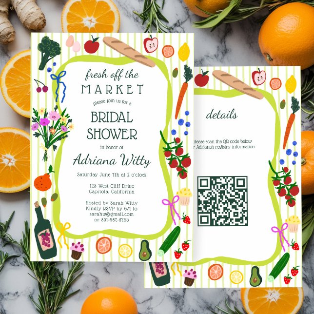 Invitación FRESH OFF THE MARKET Cute Custom QR Bridal Shower (FRESH OFF THE MARKET Cute Custom QR Bridal Shower Invitation
)