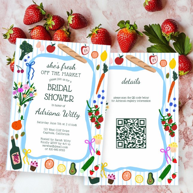 Invitación FRESH OFF THE MARKET Cute Custom QR Bridal Shower (FRESH OFF THE MARKET Cute Custom QR Bridal Shower Invitation
)