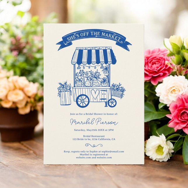 Invitación Fresh Off the market floral bridal ducha (Off the market floral scribbles bridal shower invitation)