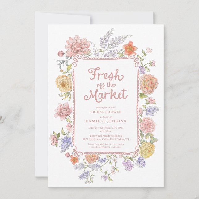 Invitación Fresh Off the Market Floral Bridal Shower (Anverso)