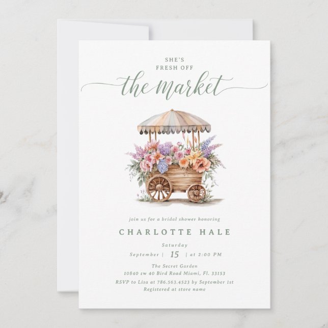 Invitación Fresh Off the Market Floral Bridal Shower (Anverso)