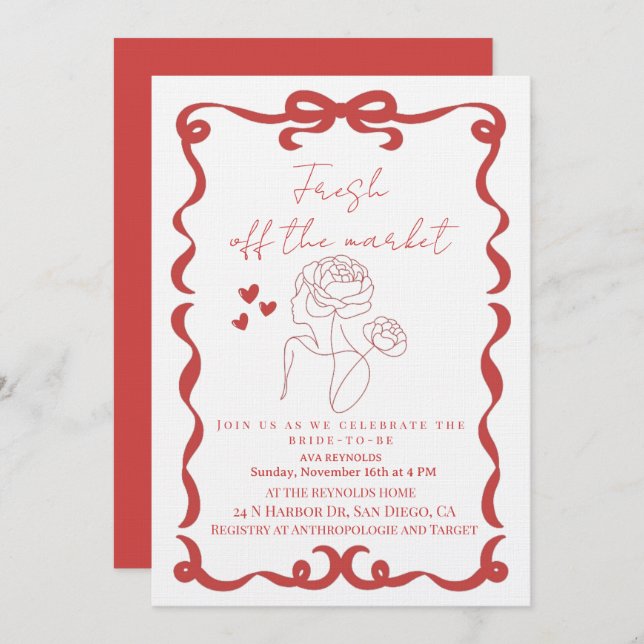 Invitación Fresh Off the market floral bridal shower (Anverso / Reverso)