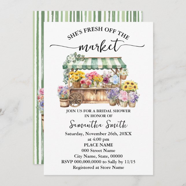 Invitación Fresh Off the Market Floral Bridal Shower (Anverso / Reverso)