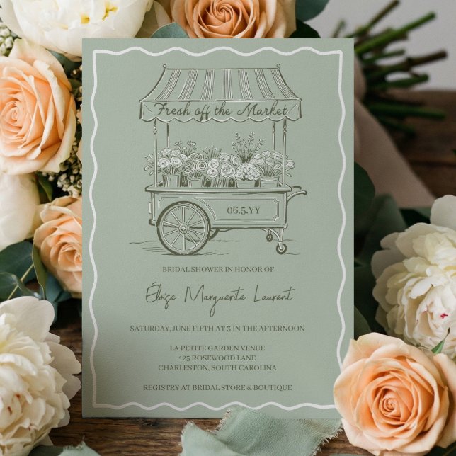Invitación Fresh Off The Market Floral Cart Bridal Shower (Fresh Off The Market Floral Cart Bridal Shower Invitation)