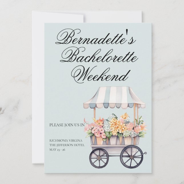Invitación Fresh off the Market Flower Cart Bach Fiesta (Anverso)