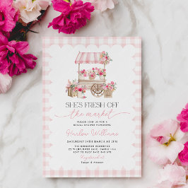 Invitación Fresh off the Market Gingham Market Bridal Shower 