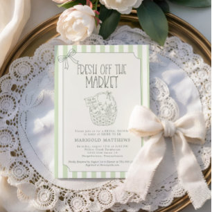 Invitación Fresh Off the Market Green Stripe Mercado de Agric