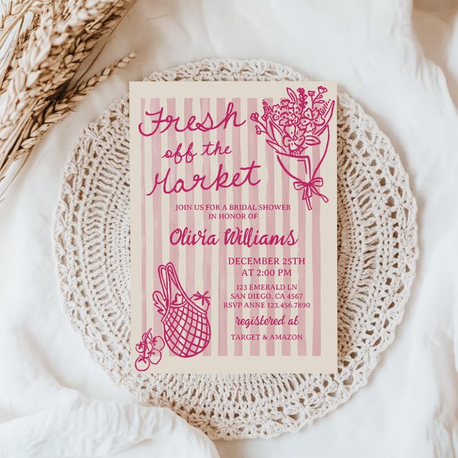 Invitación Fresh Off The Market Hand Drawn Bridal Shower (Subido por el creador)
