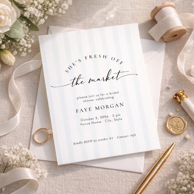 Invitación Fresh Off the Market Modern Stripe Bridal Shower (Subido por el creador)