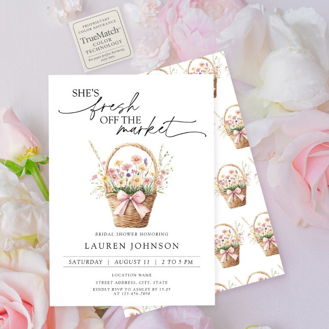 Invitación Fresh Off The Market Pink Flowers Bridal Shower (Subido por el creador)