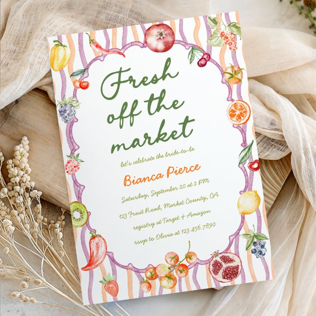 Invitación Fresh Off The Market Whimsical Bridal Shower (Subido por el creador)