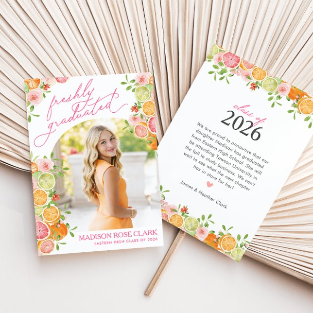 Invitación Freshly Graduated Citrus Graduation Announcement (Subido por el creador)