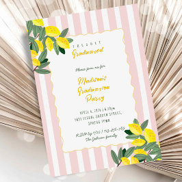 Invitación Freshly Graduated Lemon Stripe Graduation Party