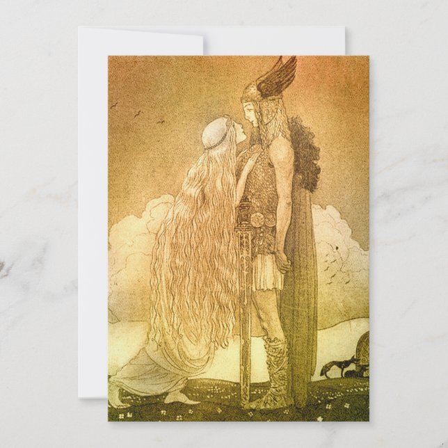 Invitación Freyja y Svipdag por John Bauer 1911 (Anverso)