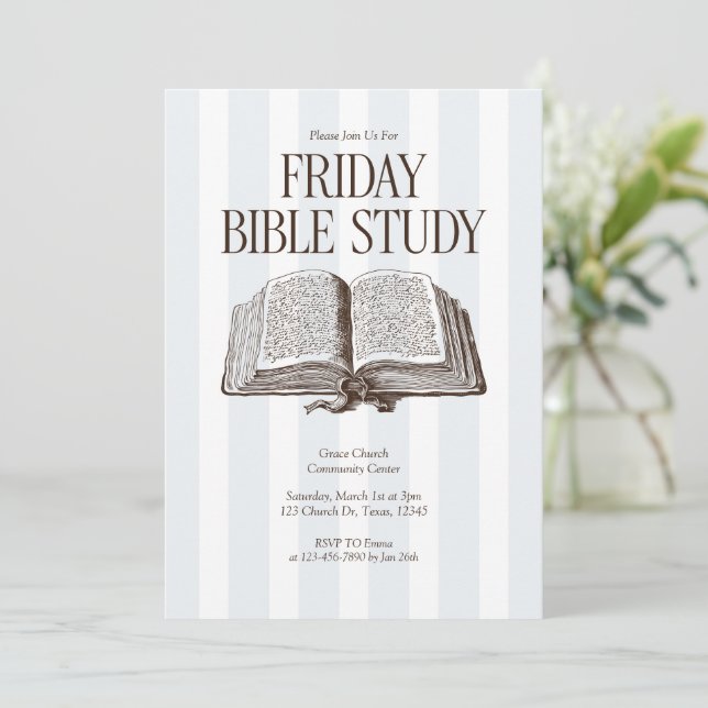 Invitación Friday Bible Study Church (Anverso de pie)