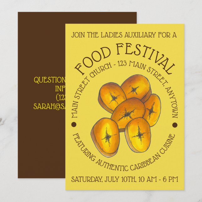 Invitación Fried Plantains Festival de Alimentos del Caribe d (Anverso / Reverso)