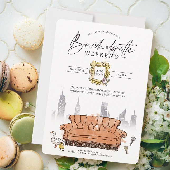 Invitación FRIENDS™ |  Fin de semana de despedida de soltera  (Invitation on table)